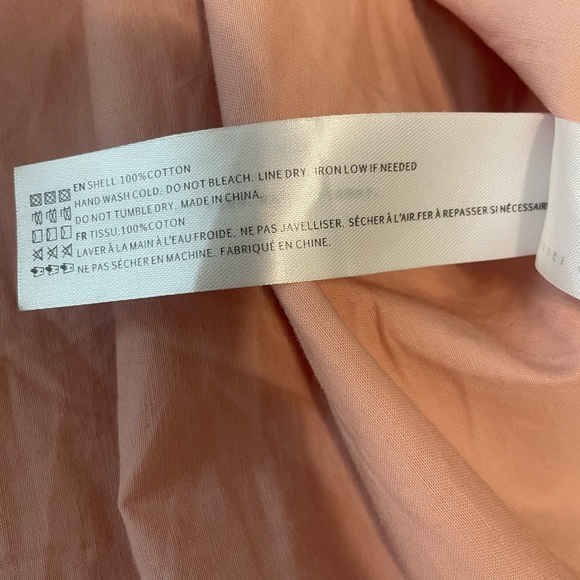 En Saison Poplin Cotton Midi Dress Puff Sleeves Tiered Shirred Sz XS Boho Pink - Picture 16 of 16